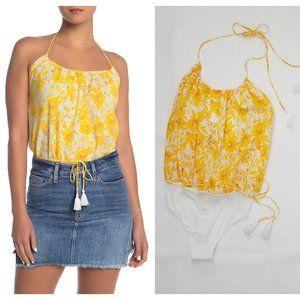 Free People Liza Halter Bodysuit Ivory Yellow NWT